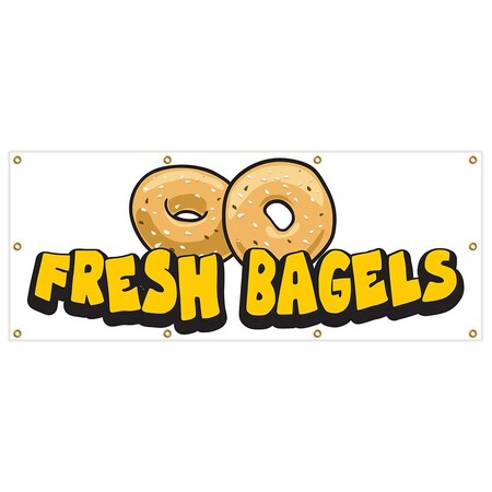 Signmission Fresh Bagels Banner Heavy Duty 13 Oz Vinyl with Grommets Single Sided B-96 Fresh Bagels